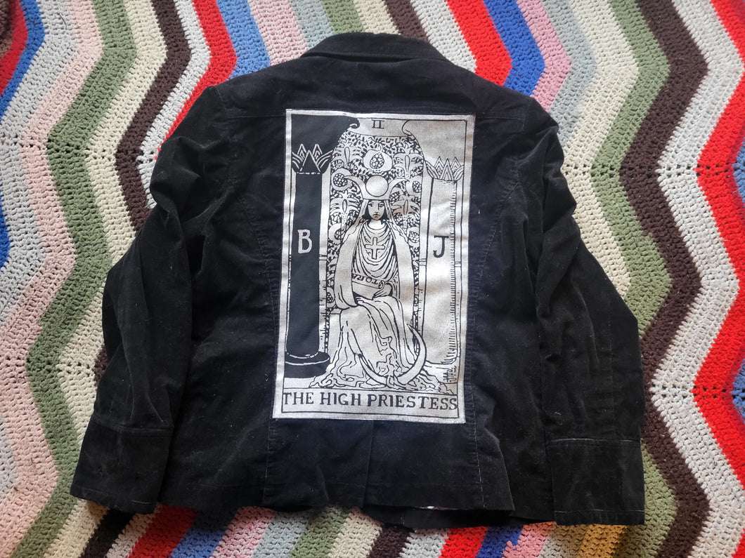 Silver Metallic High Priestess Black Cordoroy Velvet Blazer