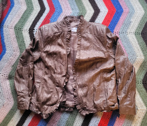 Hanged Man Fake Leather Frilly Bomber