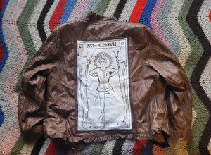 Hanged Man Fake Leather Frilly Bomber