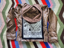 Load image into Gallery viewer, Hooded Leather Bomber Empress Jacket
